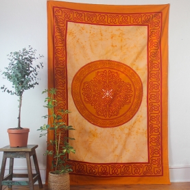 Tenture murale indienne Batik orange