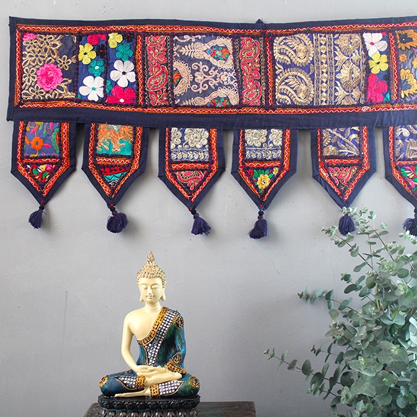 Toran décoration indienne pour porte Patchwork marine