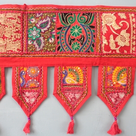 Indian cotton vaner wall Toran patchwork red