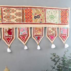 Toran décoration indienne pour porte Patchwork blanc