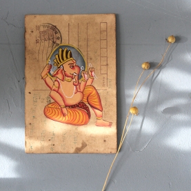 Indian ancient postcard Ganesh painting