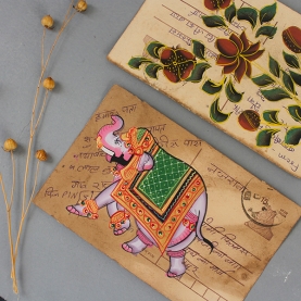 Indian ancient postcard Elephant painting