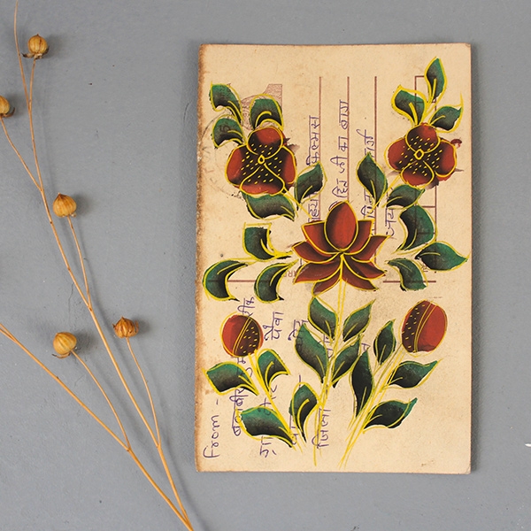 Carte postale indienne antique Fleurs