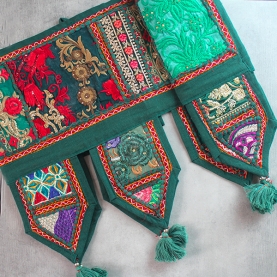 Toran décoration indienne pour porte Patchwork vert