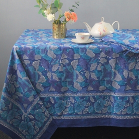 Indian handcrafted printed table cover blue colors