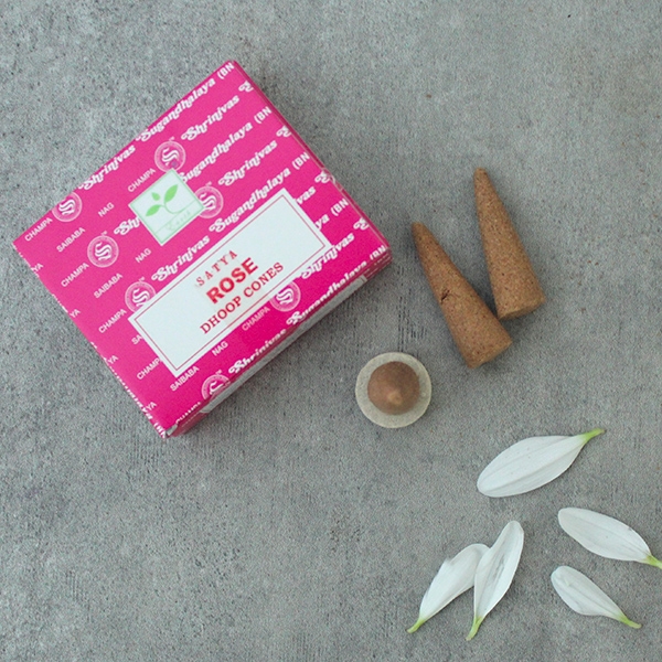 Indian dhoop cone Rose incense Satya 24g