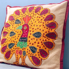 Housse de coussin indienne Paon