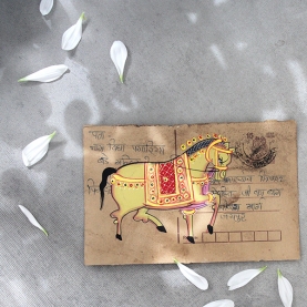 Indian ancient postcard Horse painting