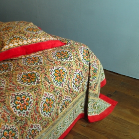 Drap de lit indien avec taies d'oreiller