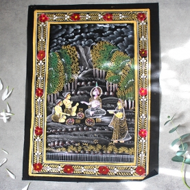 Indian miniature painting Krishna black