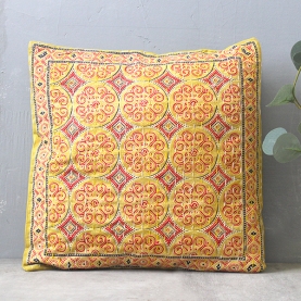 Indian cushion cover Kantha yellow L41