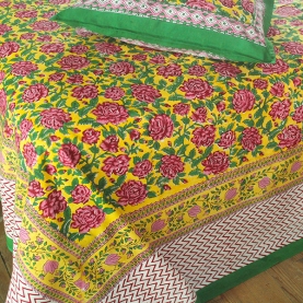 Indian cotton bedsheet + pillow