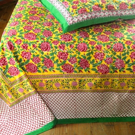 Indian handcrafted bedsheet + pillow