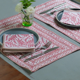 Indian printed cotton table mat + napkins