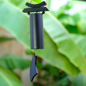 Wood and iron Wind chime black Zen