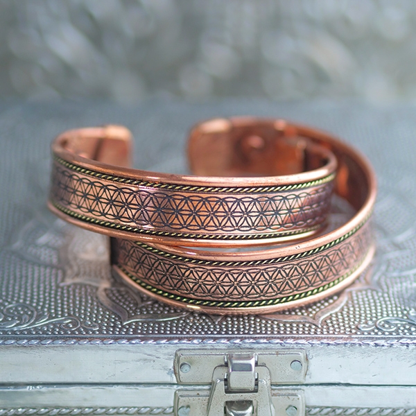 Indian bracelet Magnetic copper Flower of life x2