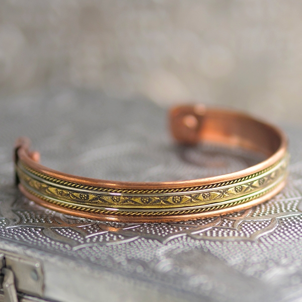 Bracelet En Cuivre Gravé Motif Indien - Occasion En Bonne état - Bijou Ethnique Et Original