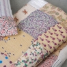 Couvre-lit indien Kantha patchwork avec taies Beige