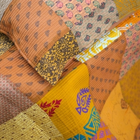 Indian patchwork bedcover Kantha