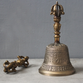 Traditional Indian bronze bell with Dorje