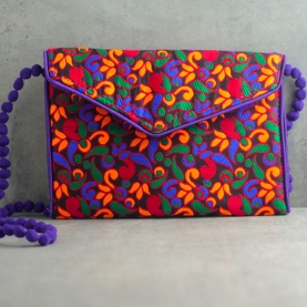 Pochette indienne artisanale Kuch violet et vert