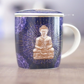 Infuser tea mug Buddha design blue 400ml
