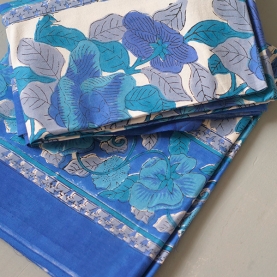 Nappe indienne coton imprimée bleue