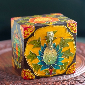 Coffret à bijoux tibétain en bois peint L12