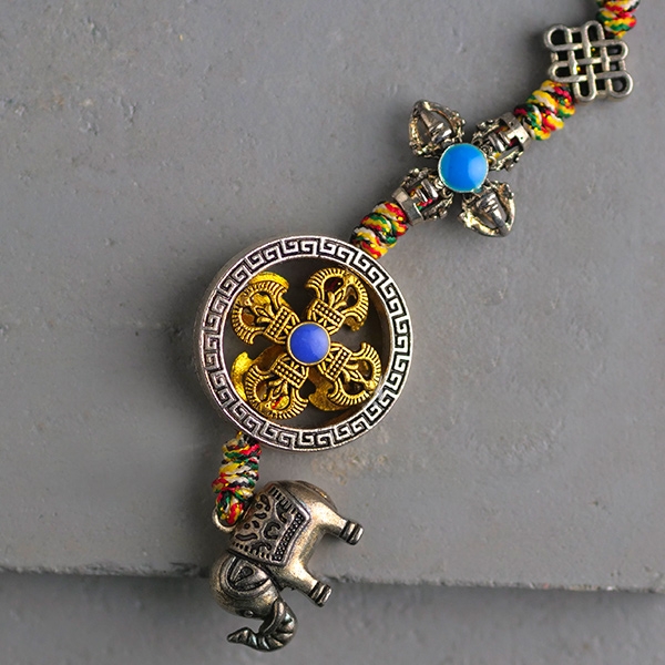 Mobile double Dorje et éléphant pendentif