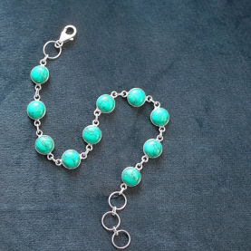 Bracelet indien en argent avec turquoises