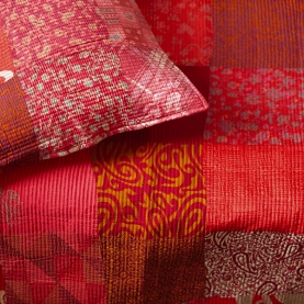 Indian patchwork bedcover Kantha with pillows