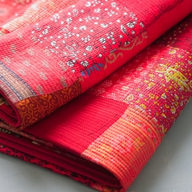 Indian patchwork bedcover Kantha