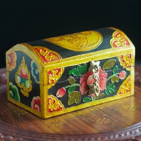 Tibetan wooden handcrafted jewellery box L15