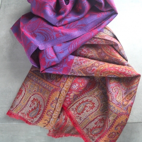 Indian Jamawar cotton scarf red and purple
