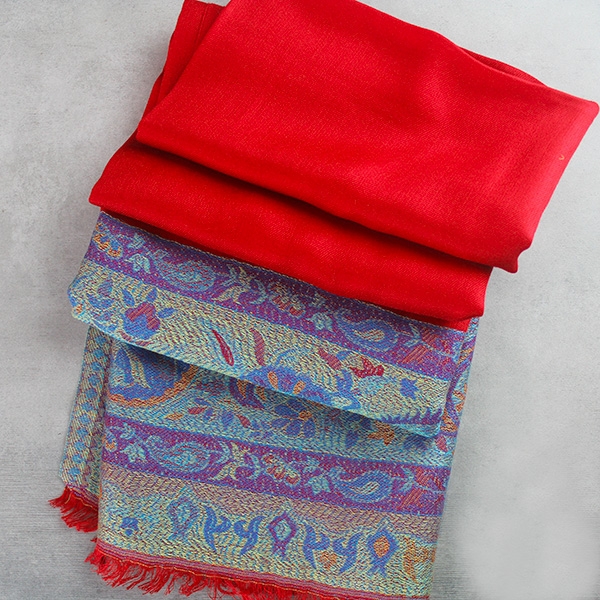 Écharpe Longue Ethnique Indienne En Georgette Rose - Broderie Main, Perles, Style Dupatta