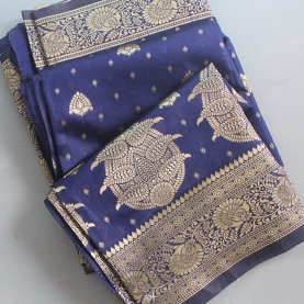 Indian saree satin fabric Blue