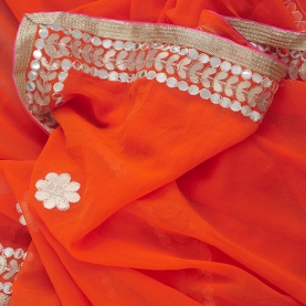 Saree indien traditionnel complet orange
