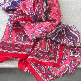 Indian silk scarf fashion red and blue