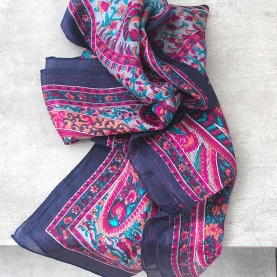 Indian silk scarf fashion blue and pink