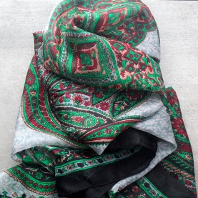 Indian silk scarf fashion black and green