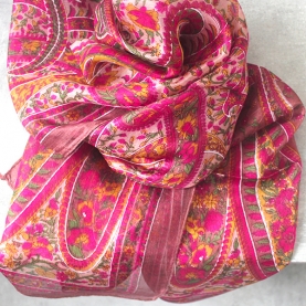 Indian silk scarf fashion brown and pink