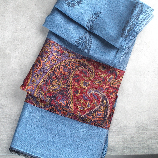 Indian Jamawar cotton scarf blue color