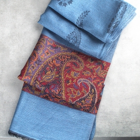 Indian Jamawar cotton scarf blue color