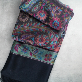 Indian Jamawar cotton scarf black color