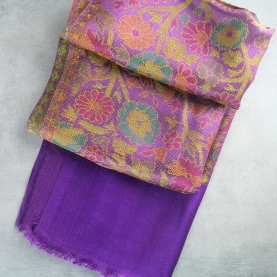 Indian Jamawar cotton scarf purple color