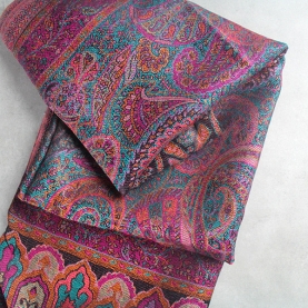 Indian Jamawar cotton scarf black and pink