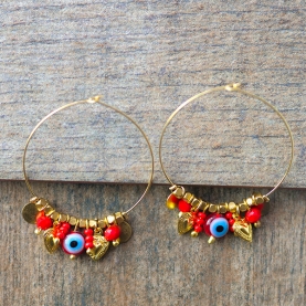 Indian ethnic earrings Nazar red color