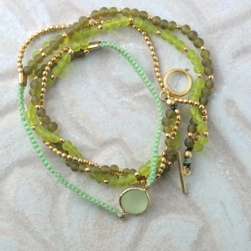 Bracelet collier indien 2 en 1 avec perles en verre vert