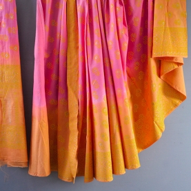 Jupe indienne imprimée Sanganeri rose et orange