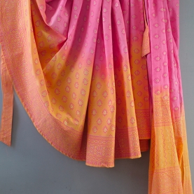 Indian cotton skirt Sanganeri print pink and orange